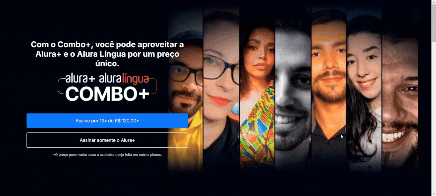 GIF navegando pelo site alura plus